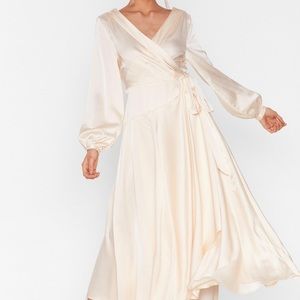 Ivory satin wrap dress